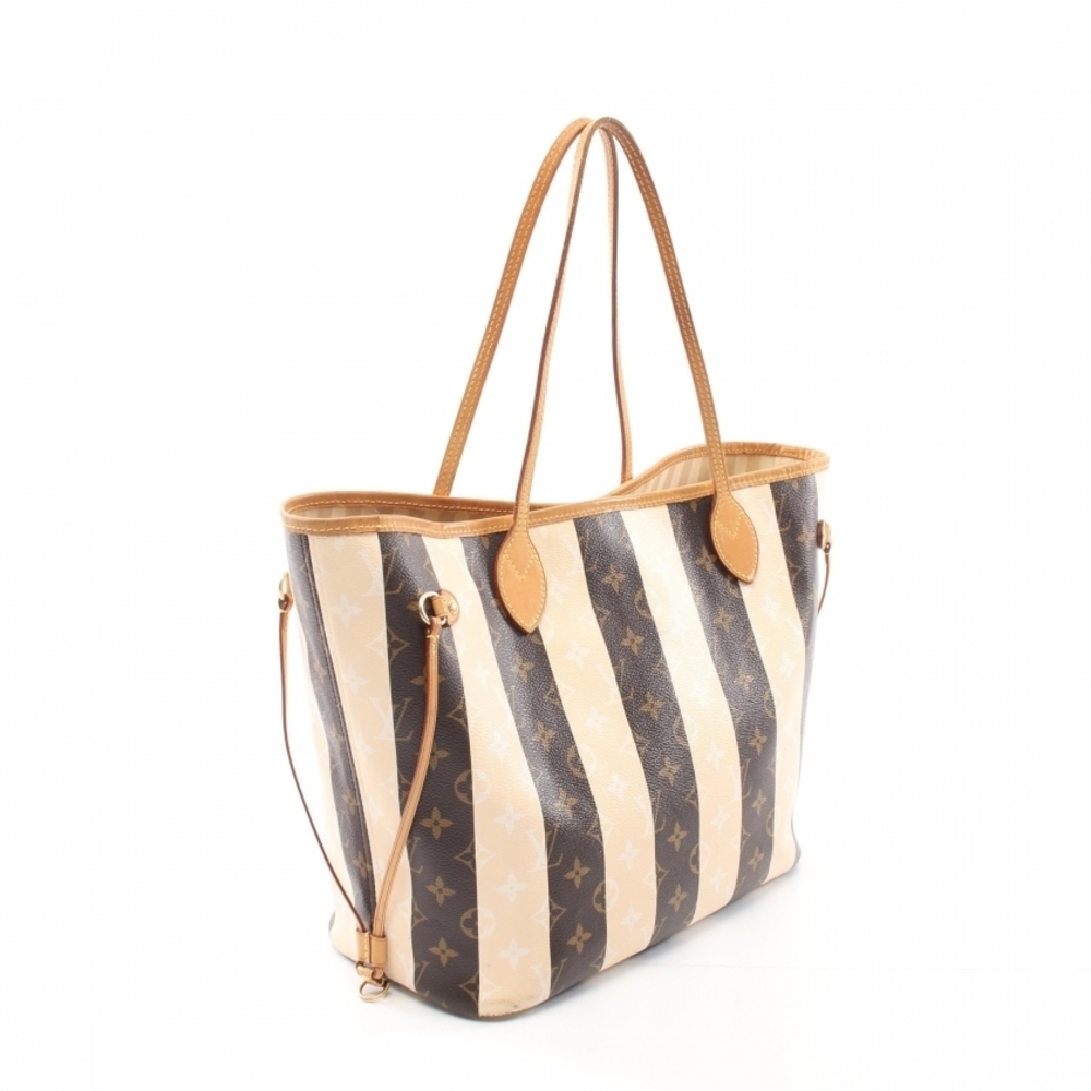 Louis Vuitton Monogram Neverfull MM Shoulder Bag Brown Light Beige